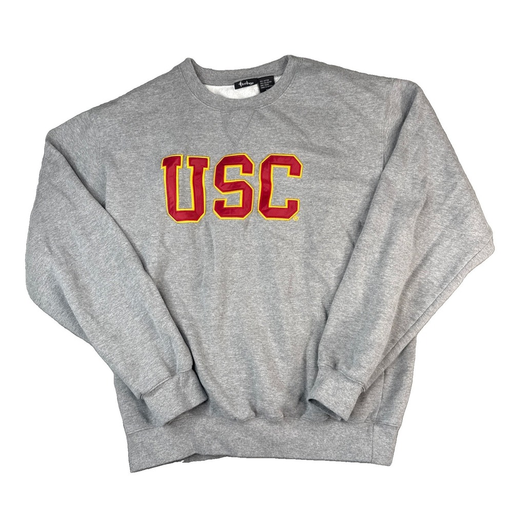 USC Trojans Crewneck Sweatshirt Men's Large Gray Fleece Pullover Heritage NCAA